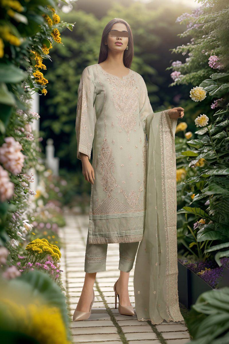 Elaya by House of Nyyra Unstitched 3 Piece Hand work Light brown net - Wedding Collection