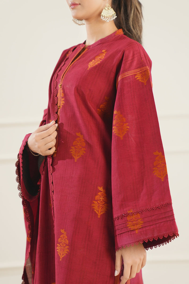 Black - Zari Buti Jacquard Cotton 3pc Unstitched Dress Material 58