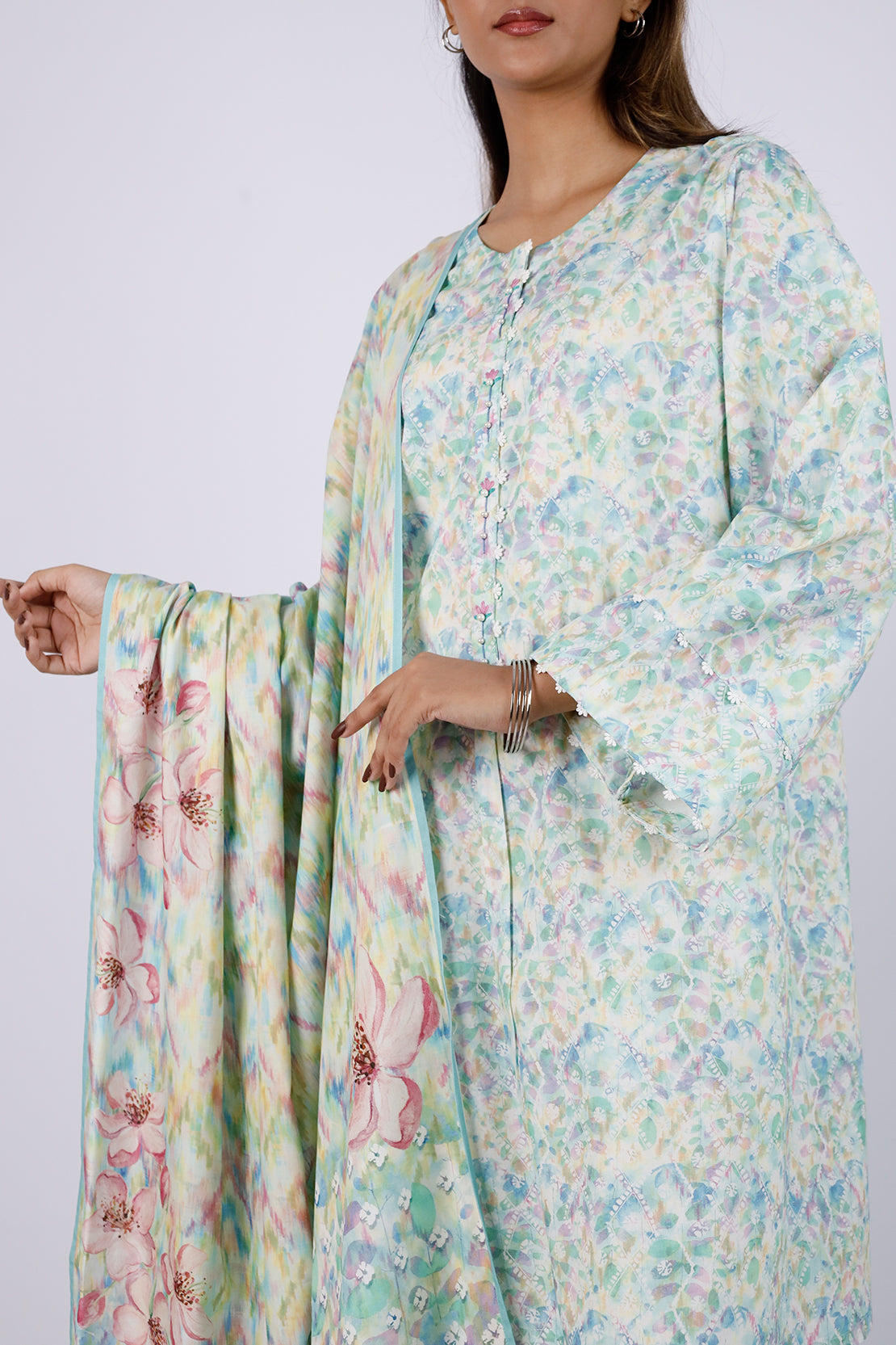 chinese dress ladies Unstitched Printed Arabic Linen 3 Piece – SAYA USA