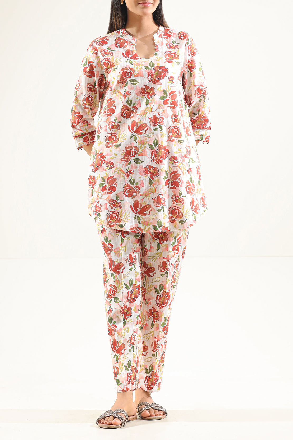 saya-handmade38 Solid Embroidered Cotton Viscose Stitched 3 Piece – SAYA USA