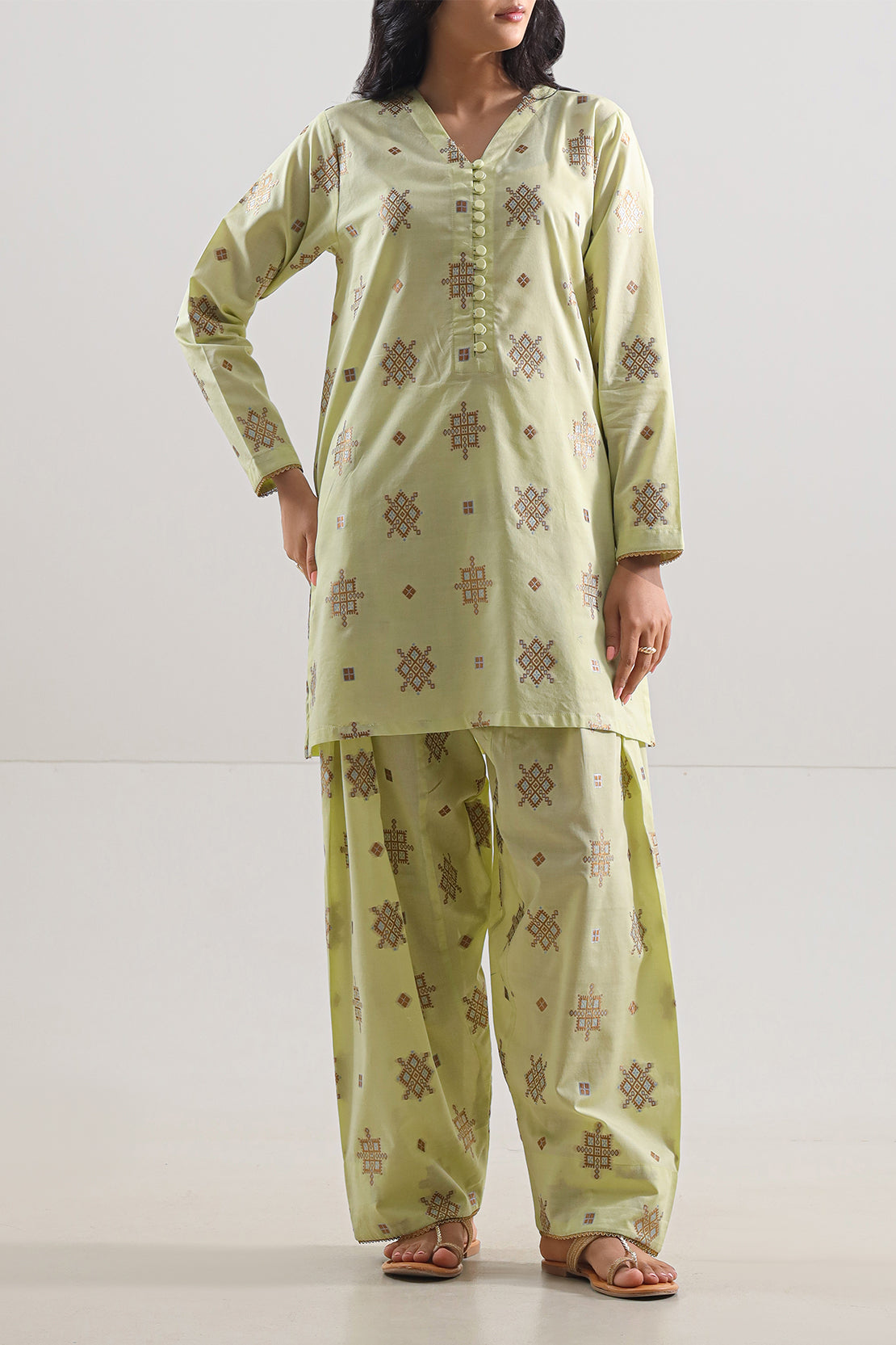 SaYa♥ Stitched Cotton Jacquard 2 Piece (Shirt/Trouser) – SAYA USA