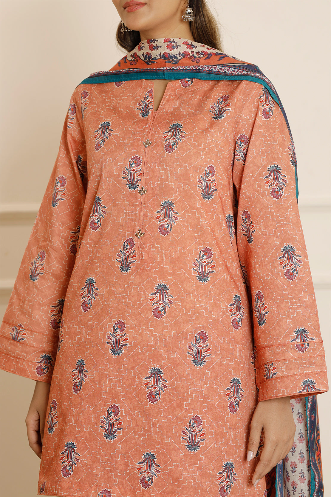 Printed Cotton Viscose Stitched 3 Piece – SAYA USA